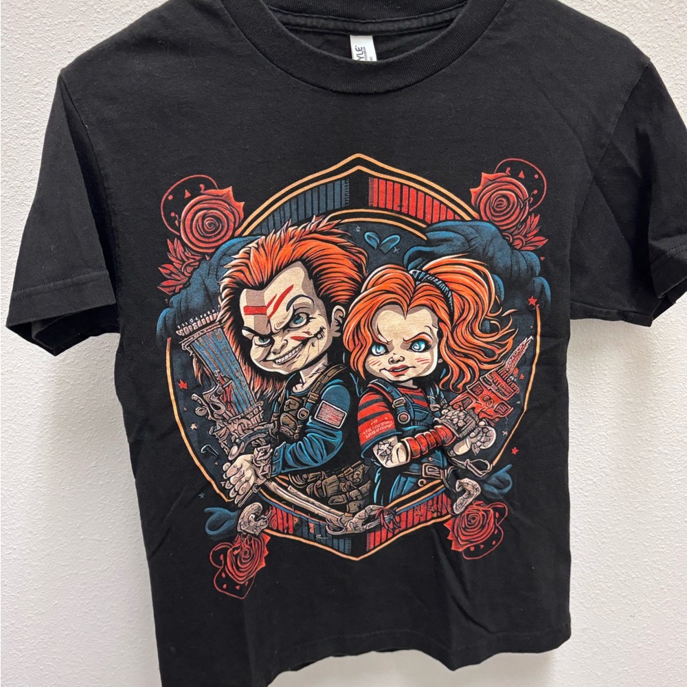 Chucky and Tiffany Black Graphic  Small Allstyle classic T-Shirt